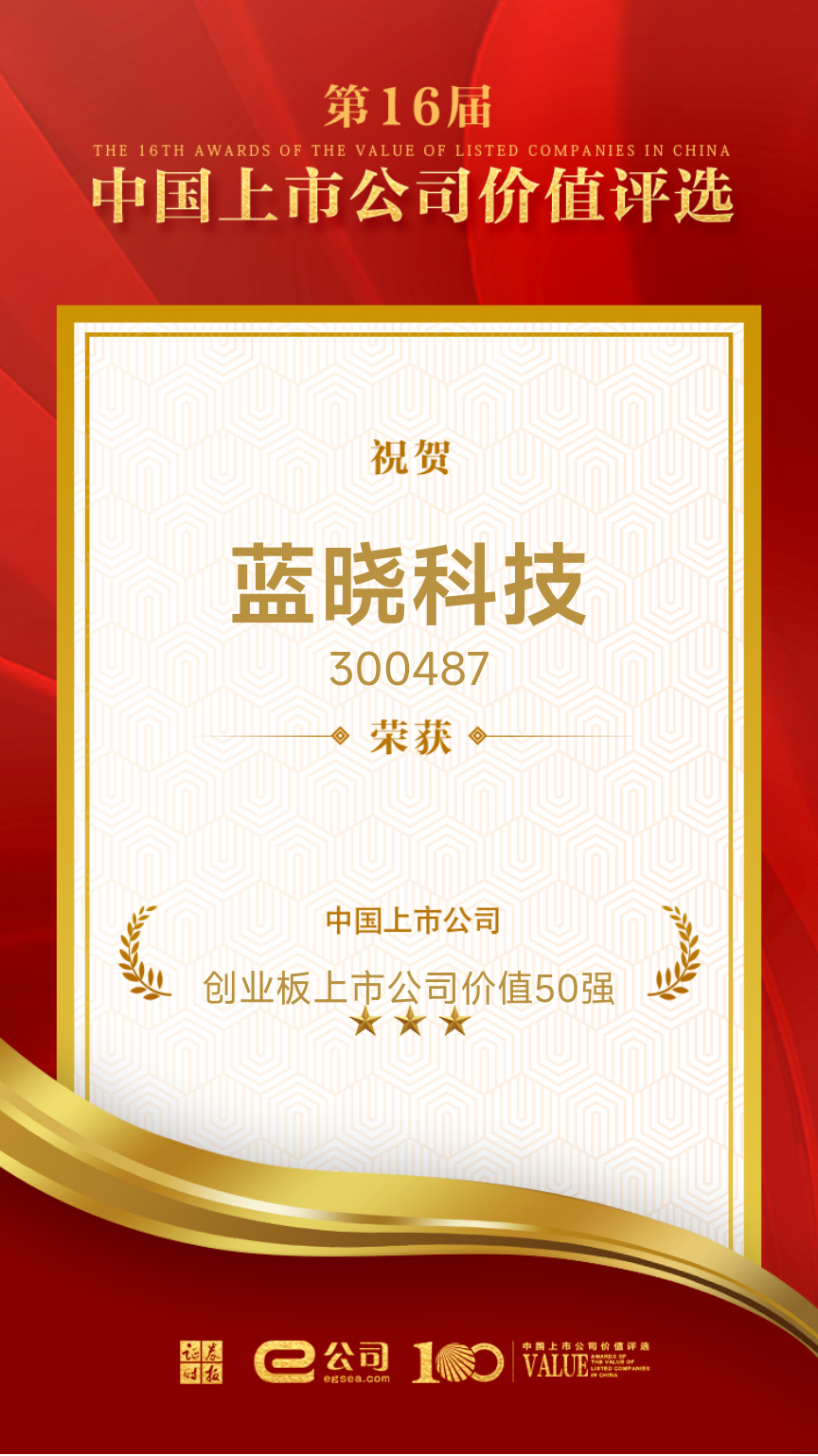 TG反波胆科技荣获“创业板上市公司价值50强”